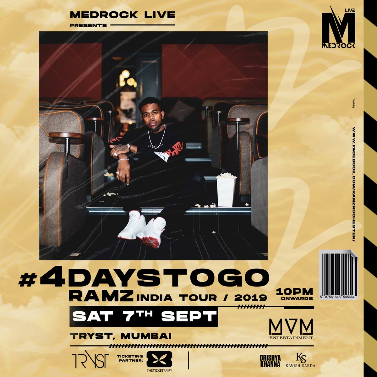 medrocklive's tweet photo. MUMBAI, stay indoors ⛈ It’s the time to save your energy for this Saturday when we’re taking over Tryst by a storm 🌪 #4days to go for @ramonerochester live for the first time in 🇮🇳 #RamzMumbaiTour https://t.co/0MAZ6a0YBt