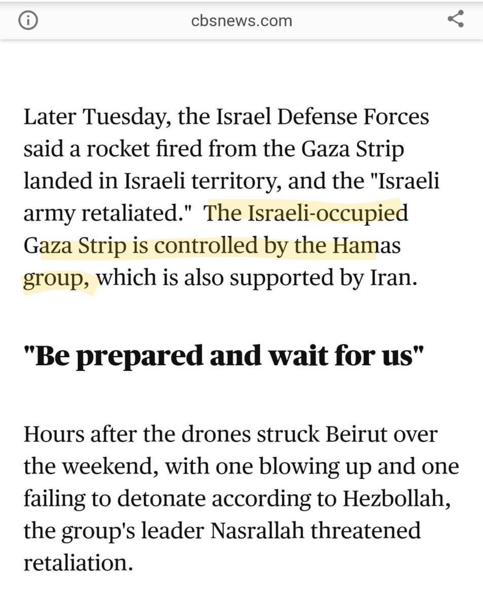 Omri Ceren On Twitter Explaining Hamas S Rocket Attacks Against Israeli Civilians Cbs News Informs Its Readers That The Rockets Were Fired From The Israeli Occupied Gaza Strip It S Not Like They Re Not Even