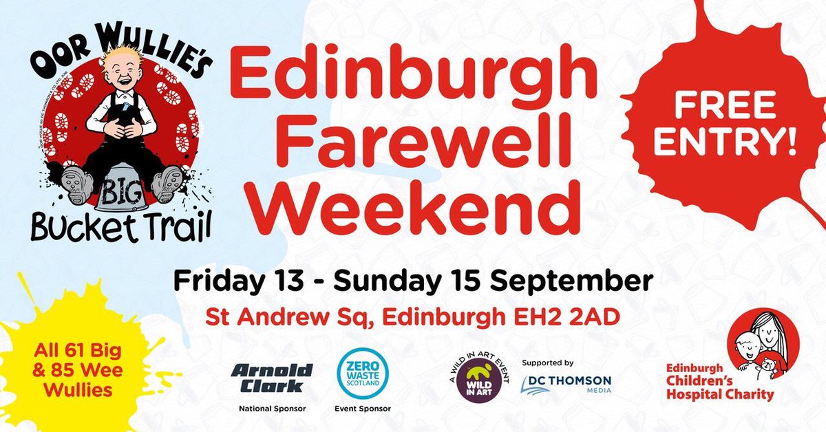 Join us at St Andrew Square Edinburgh for Oor Wullie's BIG Farewell Weekend (13-15 September) and help us say cheerio to Scotland's favourite son!

The event is free but please do fill in this form to register your interest: bit.ly/2ZdGlPJ

We hope to see you there! ❤️