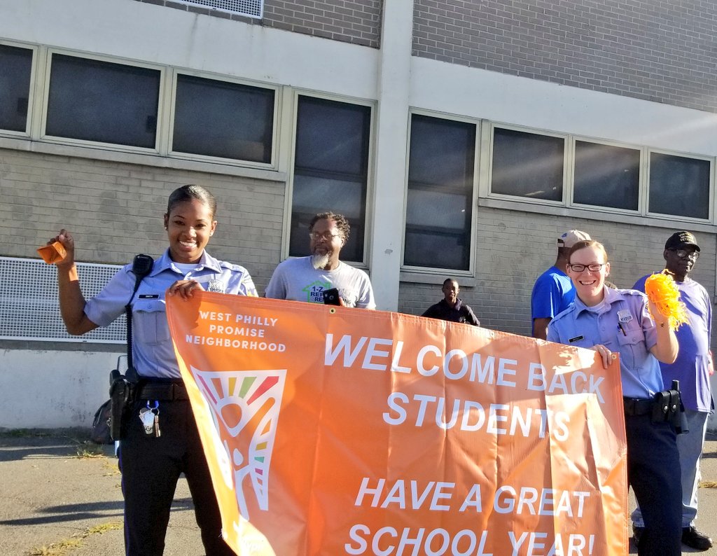 a_dimola's tweet photo. We love seeing our officers welcoming students back to school! Thanks @PPD16Dist for helping us #RingtheBellPHL at Locke! https://t.co/2O28Tt8tVX