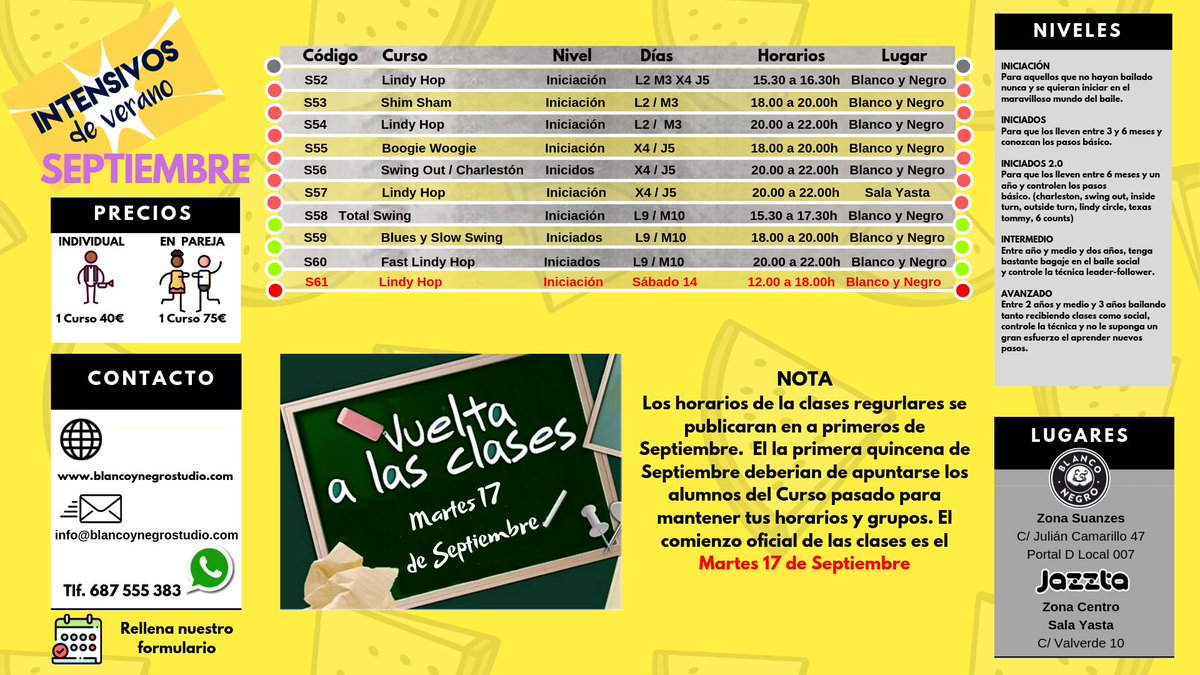 jappyswing's tweet photo. Visita nuestros horarios de SEPTIEMBRE. Veraswing Intensivos de Verano 2019 https://t.co/hFT9RMZ89c

Y rellena nuestra formulario de Google
https://t.co/JYoU2Z9Ip7 

#blancoynegrostudio #jappyswing #swing #swingmadrid #swingmadridnight #lindyhop https://t.co/PLFqKBZGbK