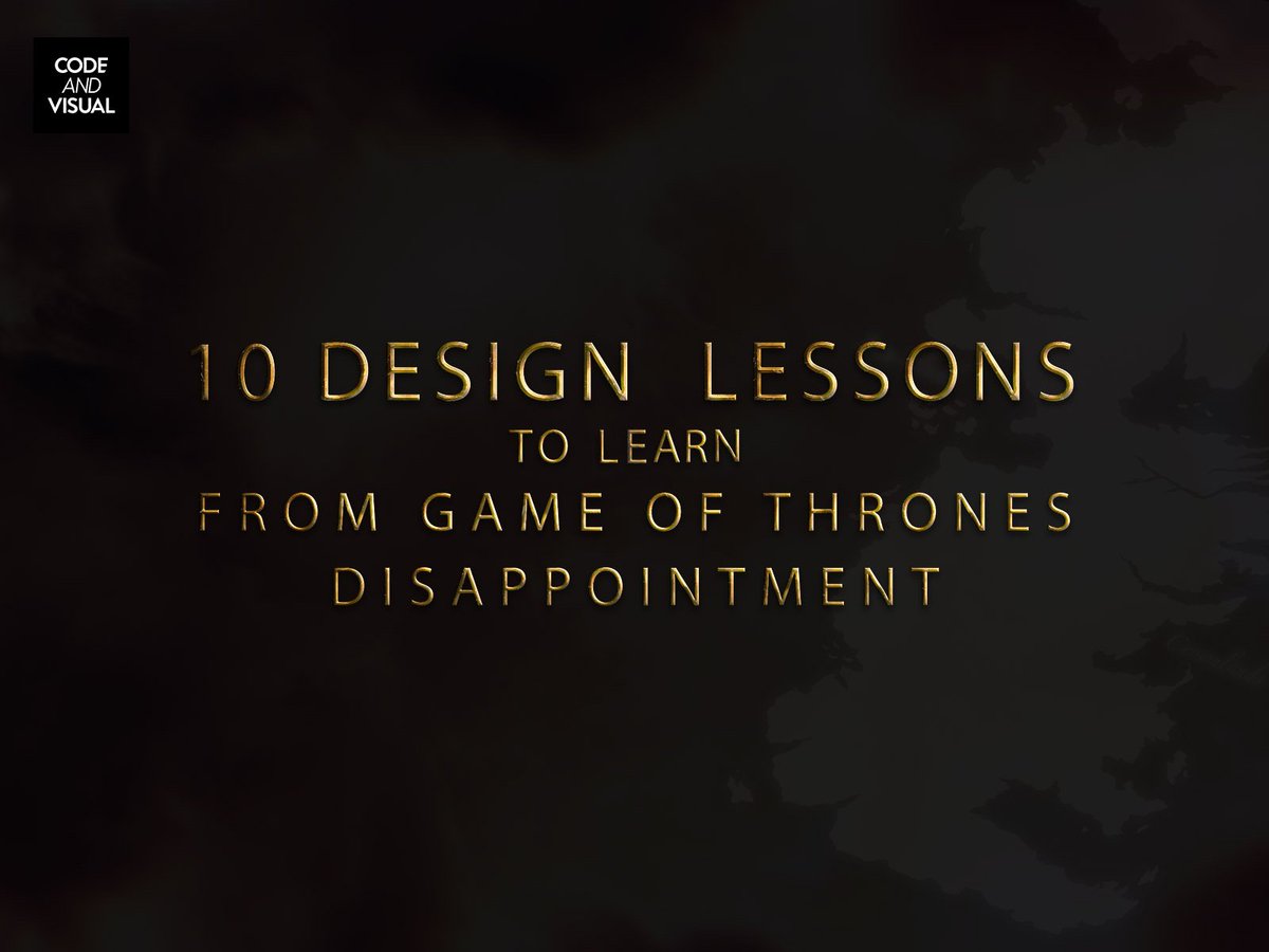 codeandvisual's tweet image. Our top 10 design tips to be learned from the disappointment of the Game of Thrones ending.
medium.com/@codeandvisual…
#webdesign #digitalmarketing #marketing #design #gameofthrones #got #Top10