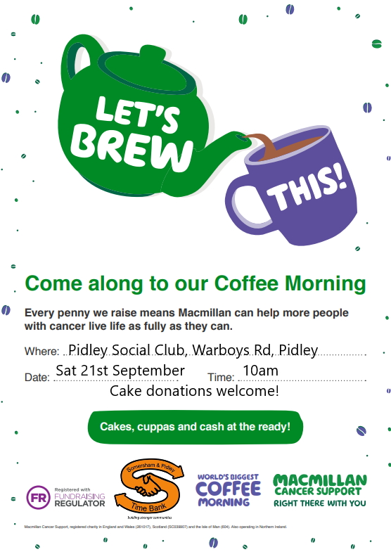 SomershamTime's tweet photo. Macmillan Coffee Morning – Saturday 21st September https://t.co/nAeqWRXB7M https://t.co/EtQmONgKr5