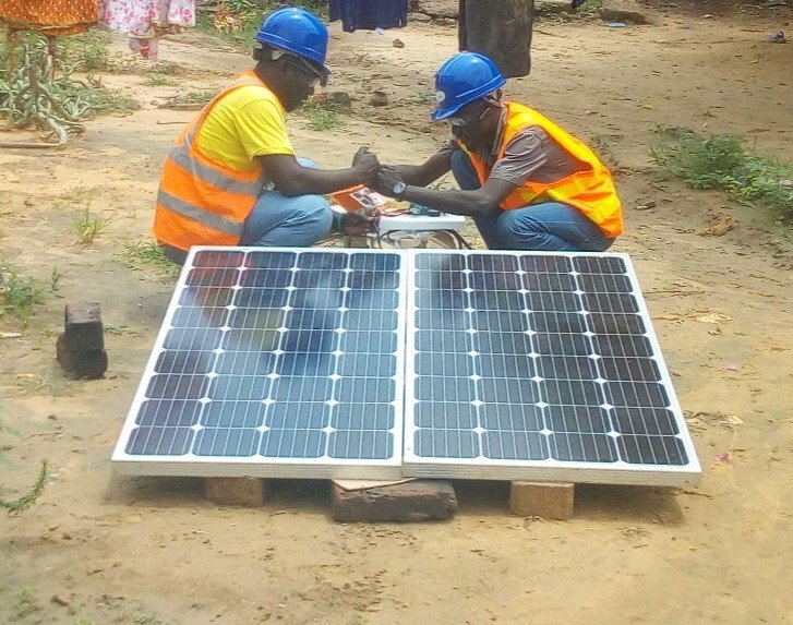 Installing panels in Gass, Chad for home lighting