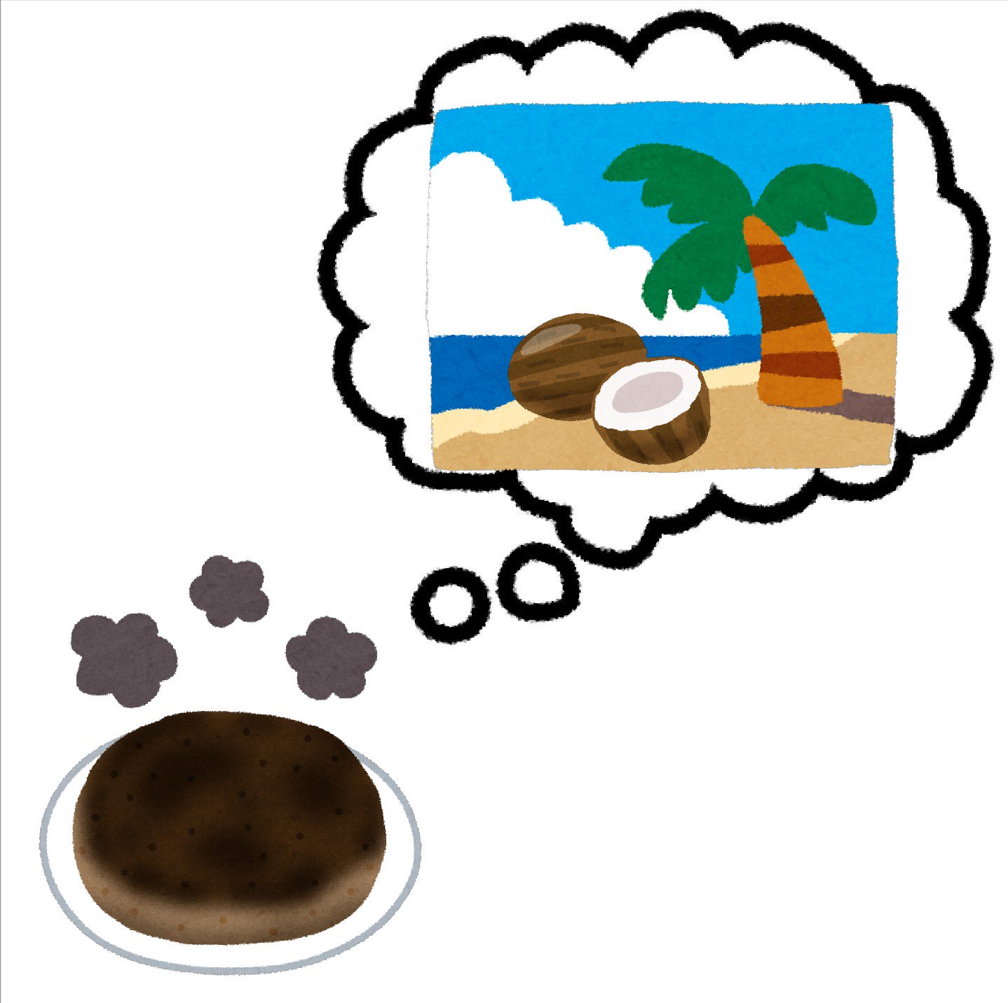 まいチクをいらすとやで再現 Dayukoume 再現難易度 使ったイラスト 4枚 ふきだしのイラスト 海のイラスト ヤシの木とビーチ ココナッツ ヤシの実のイラスト 焦げた料理のイラスト まいにちチクショー T Co Vqdn6gkx5f Twitter