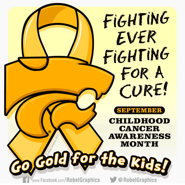 RobelGraphics's tweet photo. September is Childhood Cancer Awareness Month. The number of kids diagnosed with cancer each year is heartbreaking. Even if that number was only one it would still be too many. Fighting Ever Fighting for a Cure! #KState #EMAW https://t.co/unDrAHcTbm