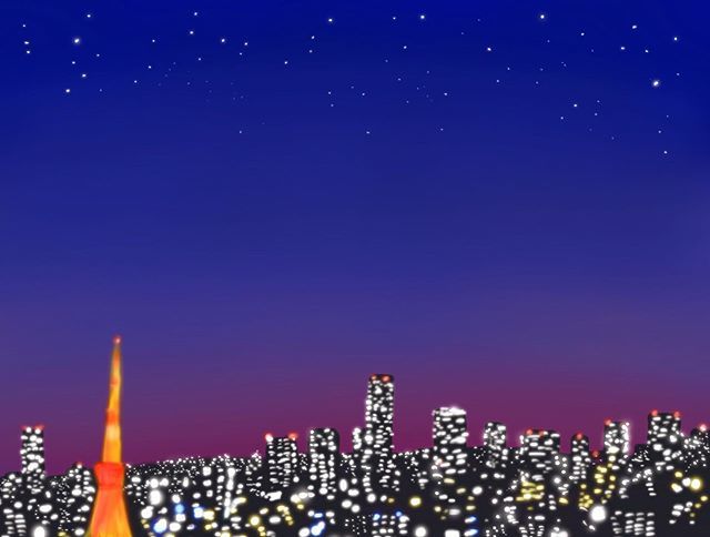 Yumi Tokyo 東京 夜景 東京タワー 東京の空 イラスト お絵描き大好き 絵のある暮らし 絵 Illustration Tokyo T Co 7gmukjdeio