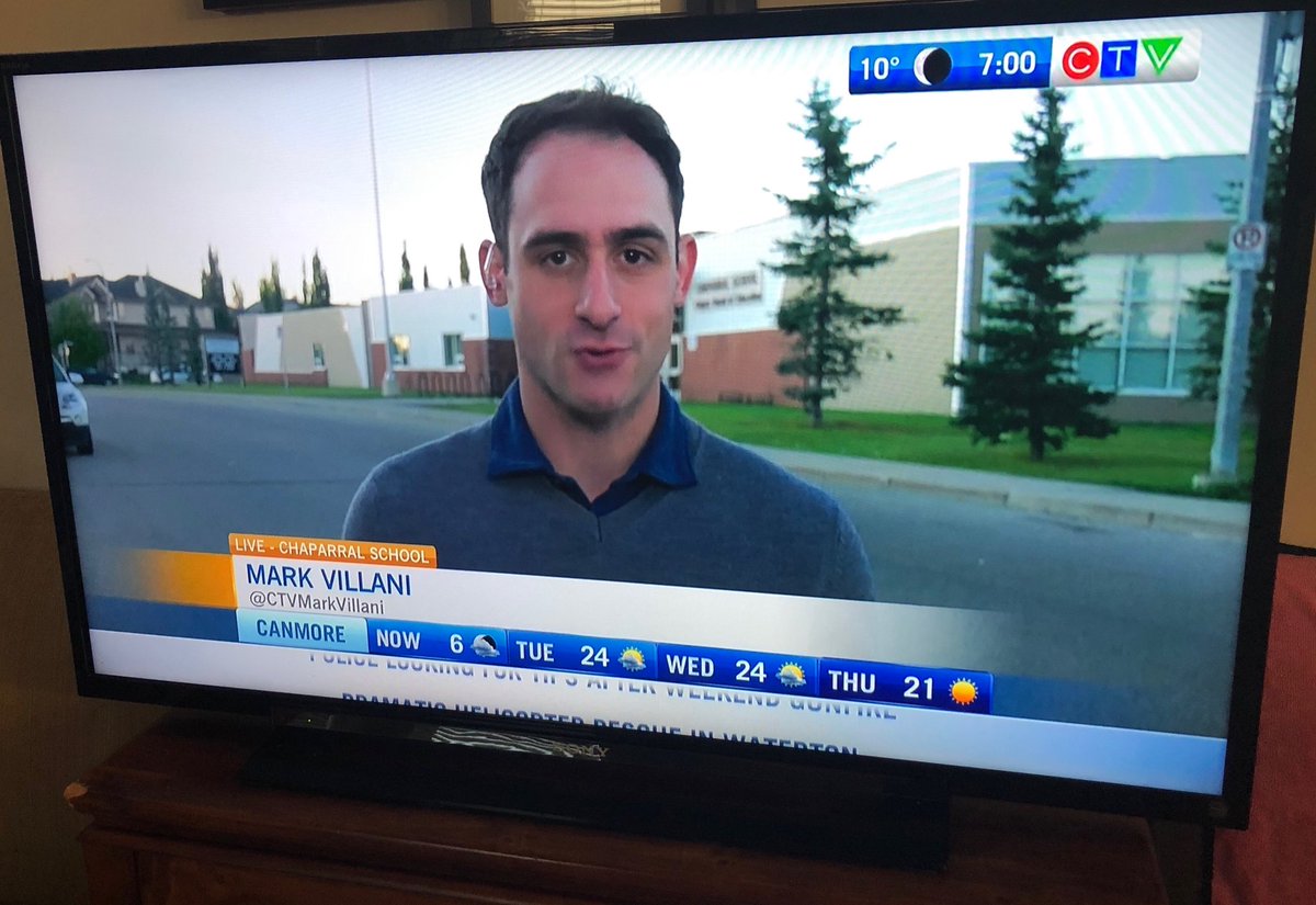 principalfero's tweet photo. Look at you ⁦@ChaparralCBE⁩! You’re on ⁦@CTVMorningYYC⁩. Have a great day. Important messages to stay safe as kids (with their parents in tow) are heading back to school! #WeAreCBE https://t.co/en6B6yceCX