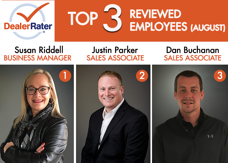 HMPexeter's tweet photo. It was another great month at HMP! 🙂

Especially for Susan Riddell, Justin Parker, and Dan Buchanan. They were our Top 3 Reviewed Employees for the month of August. Congratulations everyone! 🎉

#hmpexeter #huronmotorproducts #hmp #wherefriendshipsbegin #dealerrater https://t.co/zn4yoyQJaE