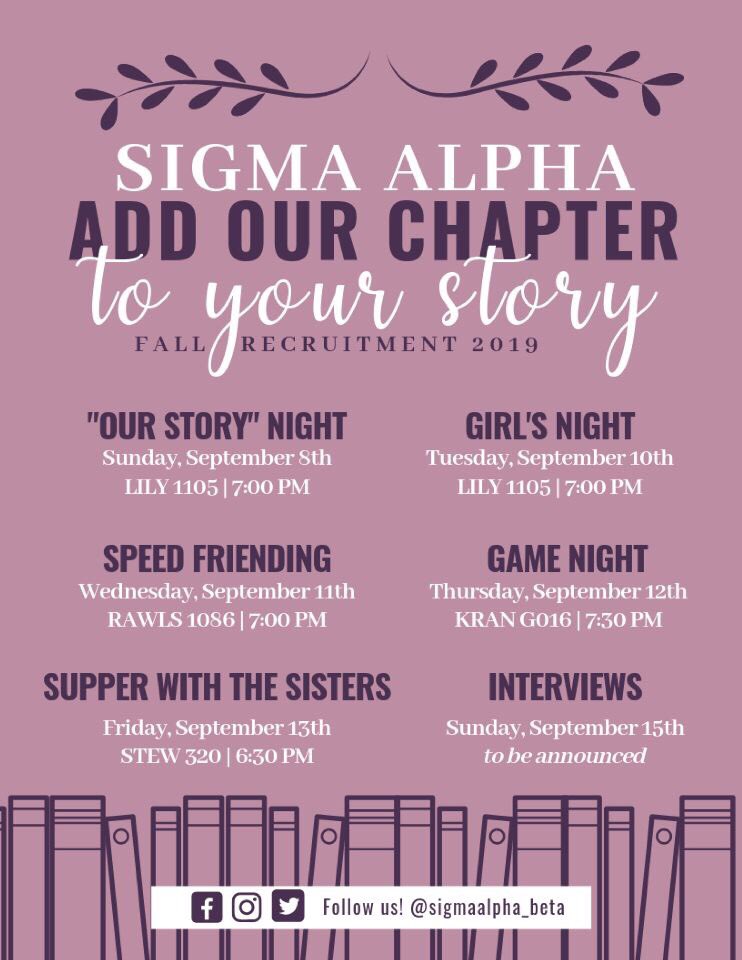 Recruitment dates are here! Come learn about our sisterhood.