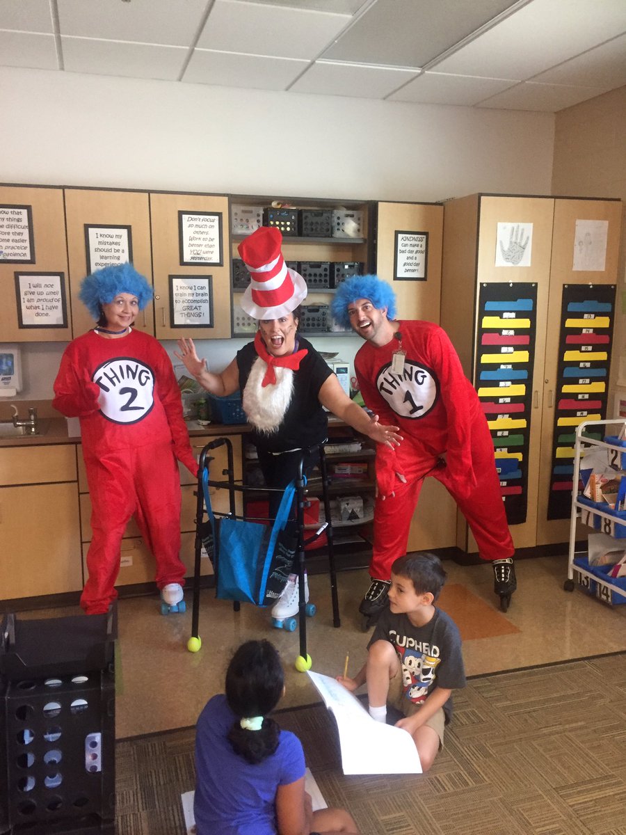 Wheeling &amp; dealing Boosterthon cheer...thanks Cat in the Hat, Thing 1, &amp; Thing 2 for visiting! ❤️ <a href="/tegacaytitans/">Tega Cay Titans</a> #impact #opportunity #pledgescount😊