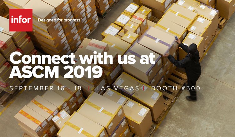 InforSCM's tweet photo. Connect with Infor at ASCM 2019 at booth 500 to hear how the intelligence-driven supply chain helps businesses make better decisions. https://t.co/bC58v5xbWf https://t.co/e2aqxxSZFi