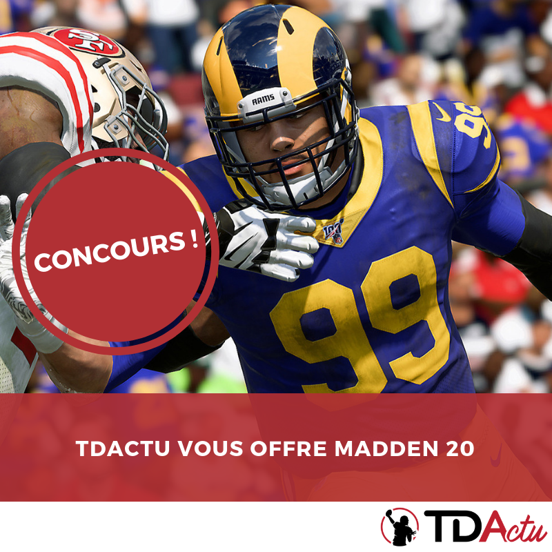 TDActu's tweet photo. 🎁 CONCOURS ! 🎁

Follow @TDActu et RT ce tweet pour tenter de gagner un exemplaire de #Madden20 !

Détails ➡️ https://t.co/1T2dOXYlyM https://t.co/CYw0fyR2OG