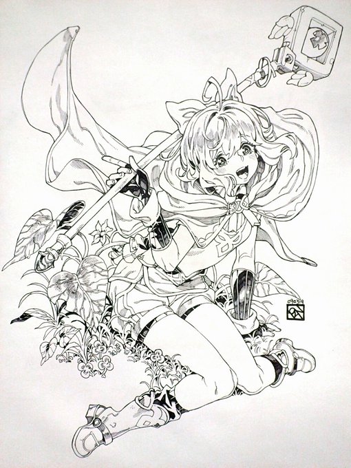 Congrats to fayappa, who won 🥇1st place in last month's birthday art raffle !!! 🎉 She asked me to draw her OC, Hika.

I'll be working on the awards for 2nd and 3rd place winners throughout the month as well ~ the perfect #INKtober warmup hehe 