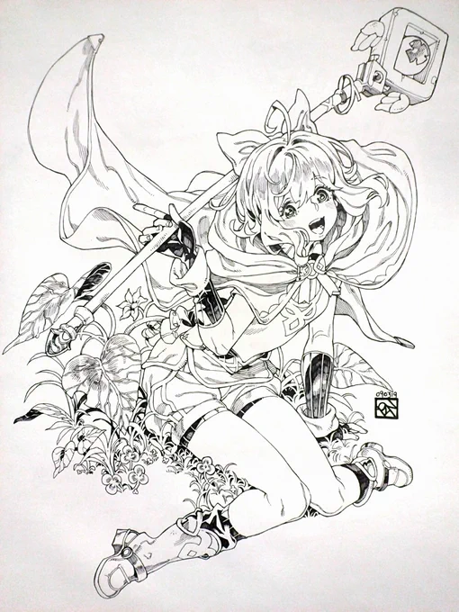 Congrats to fayappa, who won 🥇1st place in last month's birthday art raffle !!! 🎉 She asked me to draw her OC, Hika.

I'll be working on the awards for 2nd and 3rd place winners throughout the month as well ~ the perfect #INKtober warmup hehe 