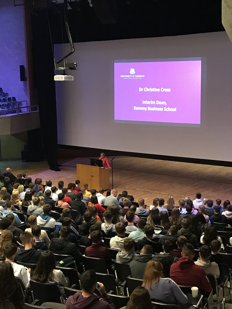 BusinessAtUL's tweet photo. A big welcome to all KBS students on this your first day from our new Interim Dean Dr Christine Cross @nuttyprof @UL #ULOrientation and all in the Faculty https://t.co/2IczsQadNP