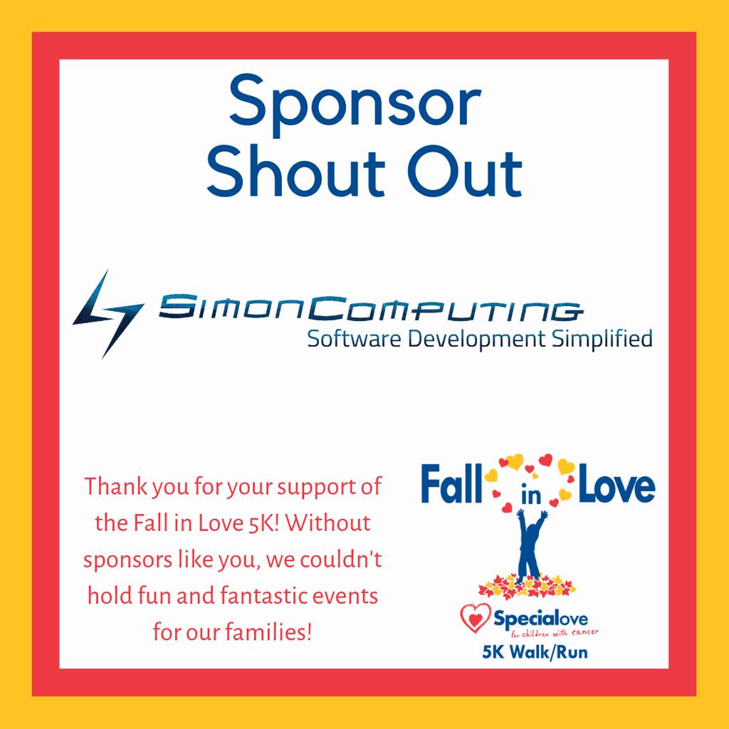 specialove_org's tweet image. Thank you to our #FallInLove5K Sponsor, Simon Computing! Let's give them a big #HowHow for their support! Still haven't signed up? Click here: bit.ly/2HtzETs #specialove #fundraiser #5k #5krace #childhoodcancer #dcruns #mdruns #varuns