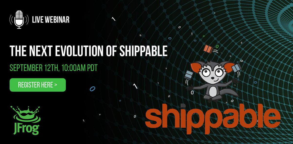 ms_koffee's tweet photo. Special invite to Shippable customers - We're excited to unveil the next evolution of Shippable as JFrog Pipelines! Sign up for this webinar to get a sneak preview.  #cicd #pipelines #devops
https://t.co/fRIz0aSV9T https://t.co/dRh3Jwv4dx
