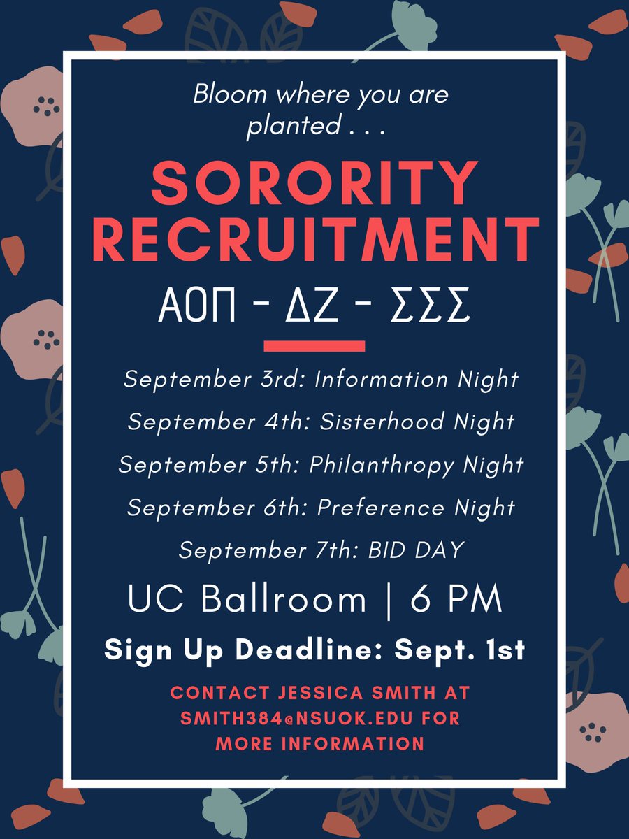 First night of recruitment is TONIGHT! 💖 See you in the UC Ballroom @ 6PM for Information Night! 🥳