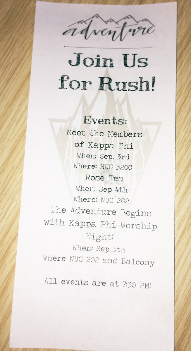 Dont forget that tonight is our first rush event. We can’t wait to see you at 7:30pm in room 320C in the Nigh.