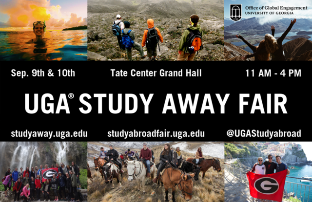 Need a reason to get away and do something fun?  Stop by the UGA Study Away Fair at Tate Grand Hall on September 9th and 10th to learn more about going on an adventure with CAES.
