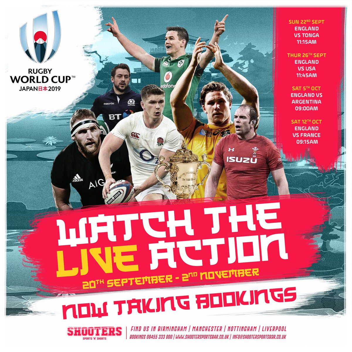 🏉 Rugby World Cup 🏉

We are opening early for all major games! Full list here: bit.ly/2jV0Dit

Book Now to guarantee a seat 💥

#RugbyWorldCup #RWC2019 #Manchester