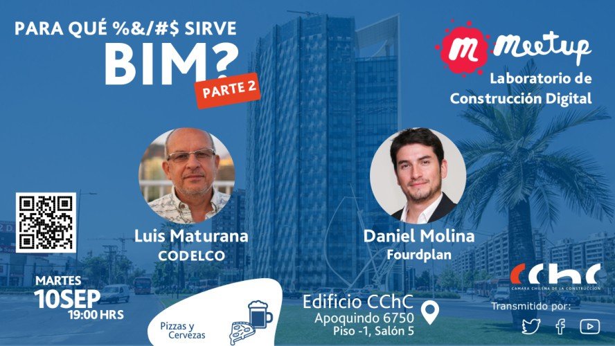 INGEWEEK's tweet photo. ✅¿Para qué %&amp;/#$ sirve el #BIM❓, parte 2. Es la interrogante que responderán Luis Maturana de Codelco y Daniel Molina de @fourdplan, 2 reconocidos exponentes del #BIM de Chile, el 1⃣0⃣del 0⃣9⃣ en el Laboratorio de Construcción Digital de la @CamaraCChC. https://t.co/qK4n0RBcOQ https://t.co/BF9Tss8jgr