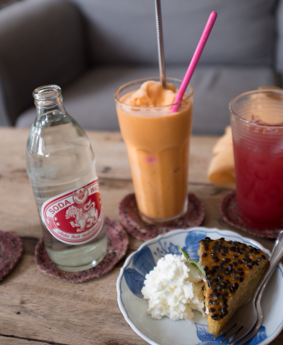 Thai Iced Tea and Passion Fruit Cake - hands down the best afternoon heat escape!  The tartness of the passion fruit is a perfect balance to the sweet and smoky Thai tea.  #passionfruit #thaiicedtea #chiangmai