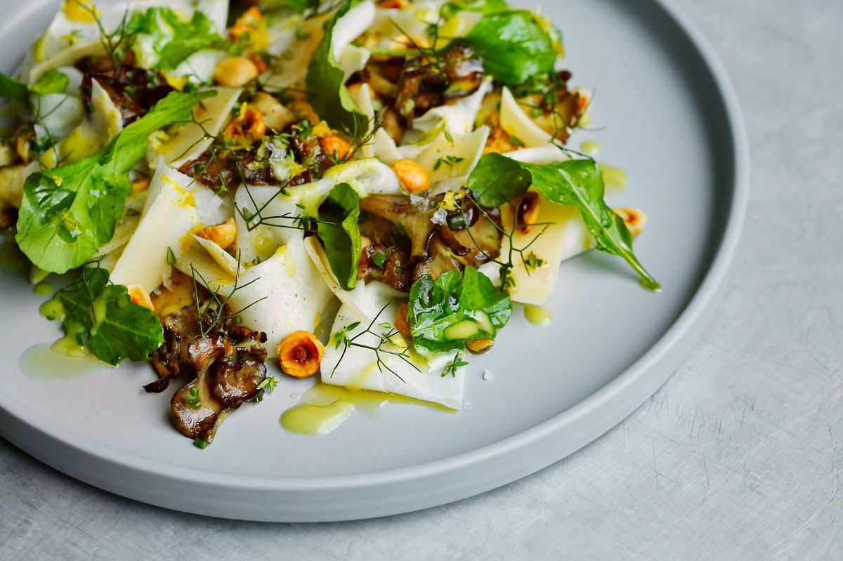 Turnip and Maitake Salad
Green Olive Vinaigrette. Manchego. Hazelnuts