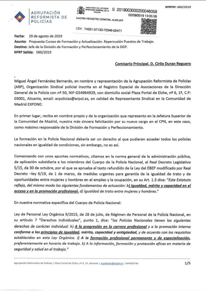 ARPolicias's tweet photo. 📢ARP remite al Jefe de la División de Formación y Actualización propuesta que permitirá la reordenación de la estructura entre escalas para valorar:
☑️Desempeño
☑️Méritos
☑️Capacitación adquirida
☑️Antigüedad
👉Acceso a documento íntegro en https://t.co/98fUF8RQBP
#ARPpropone https://t.co/OMYAbH9LlL