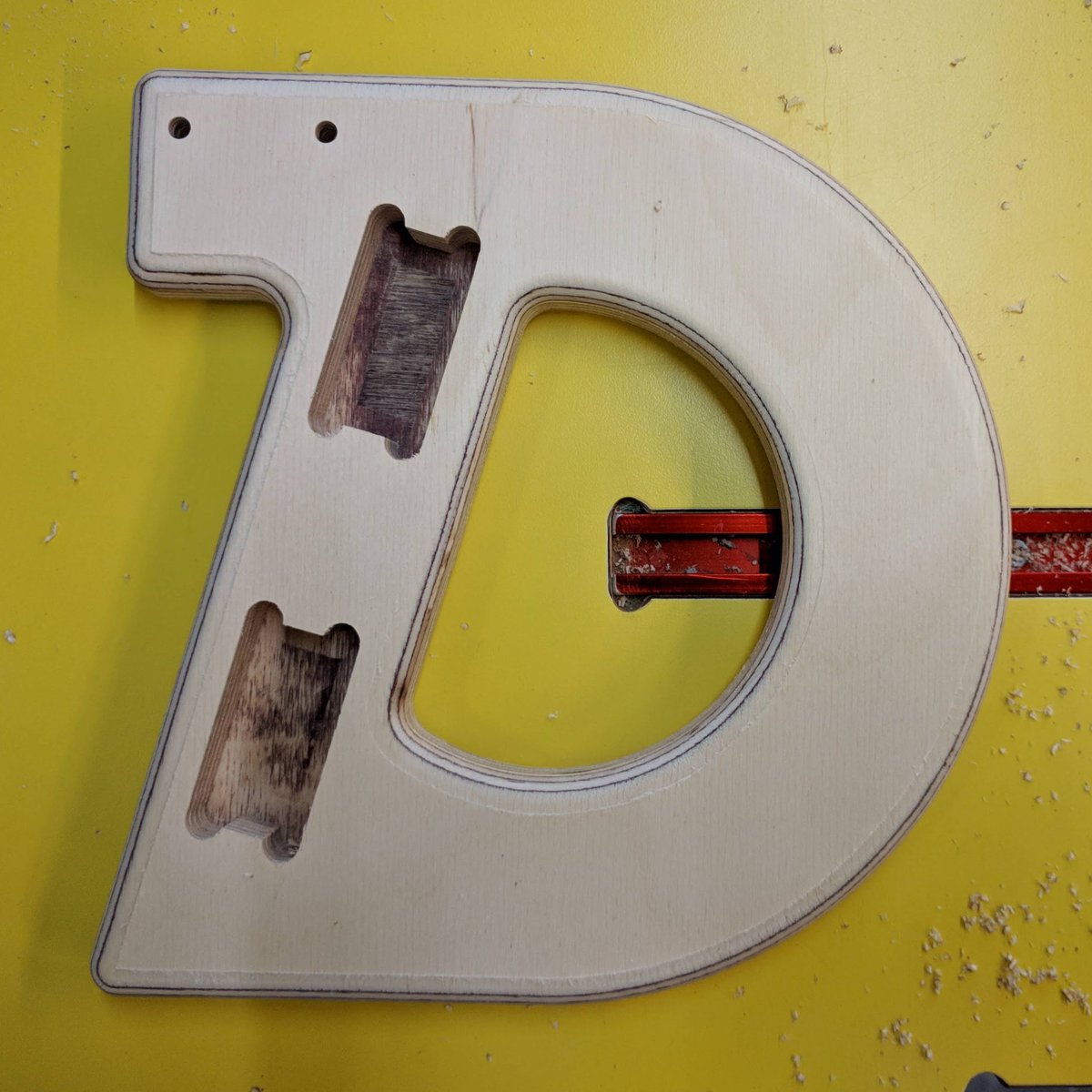 Sometimes you design a component and end up with a letter #font #D #plywood #cnc #design