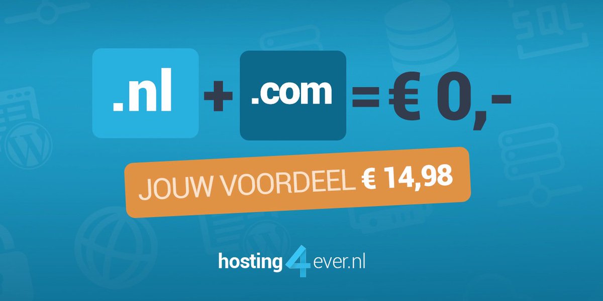 Hosting4ever's tweet photo. Nu gratis .nl en een .com domeinnaam! Ga snel naar 
https://t.co/GxfnvJJlx3 en claim je domeinnaam!

#domein #gratis #free #hosting #WebHosting #website #domain #nl #com #website https://t.co/NXoMLLpO4X