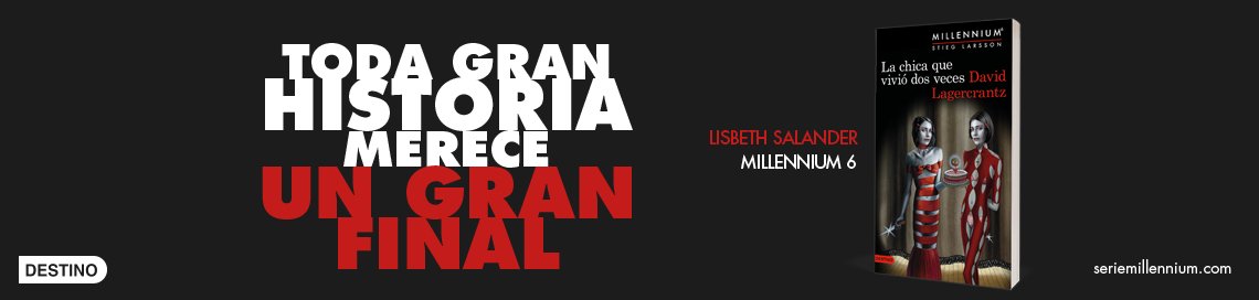 PlanetaLibrosCo's tweet photo. ¡La serie está completa!

Es hora de que conozcas a Lisbeth Salander y la conviertas en uno de tus personajes literarios favoritos. https://t.co/AovP0Qw1rP

#Millennium6
#Millennium
#RIPSalander https://t.co/A9UBRUNaWZ