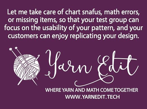 YarnEdit's tweet image. We all become error-blind when working on our own designs.  I am the fresh set of eyes you need for your pattern! #techedit #fiberboss #transformyouryarn  #knitdesigner #crochetdesigner #yarnaddict #patternedit #techediting #techeditor  #leftbrainhelpforrightbrainpeople #yarnedit