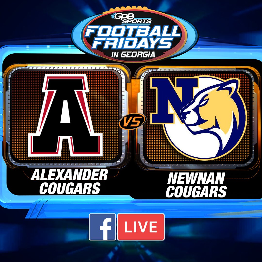 GPBsports's tweet photo. Join @OSGNelson and @HannahCGoodin THIS Friday on Facebook Live! We will be streaming the: @Alexanderfball
vs. @WeAreNewnan football game! Coverage starts at 7:20PM, see you there! https://t.co/m2E24DkWOh 
#GPBSports https://t.co/UukrGt5B96