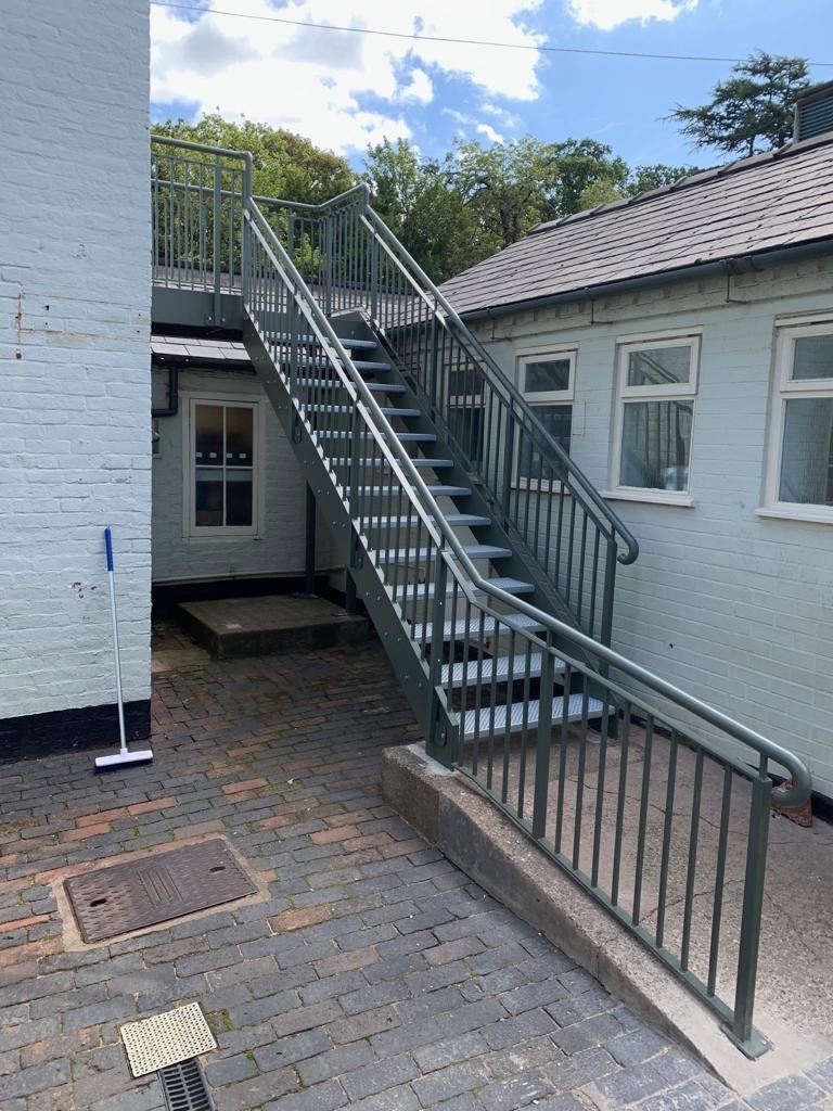 the finished staircase and balustrade panel at kings school worcester #welding # fabrication