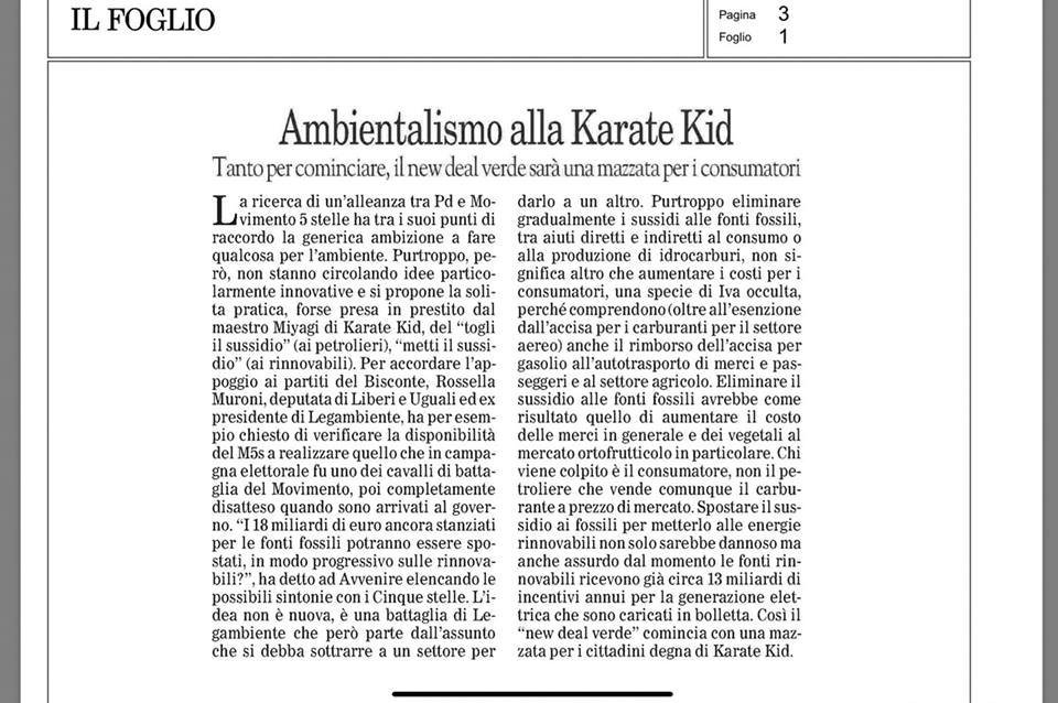 Nessun ‘rischio mazzata’ ad applicare il principio #chiinquinapaga.Nella mia proposta il taglio ai sussidi fossili è graduale e attuato con accompagnamento a cittadini e imprese. E poi già oggi quanto paghiamo in salute per l’inquinamento da fossili?La mia replica al @ilfoglio_it