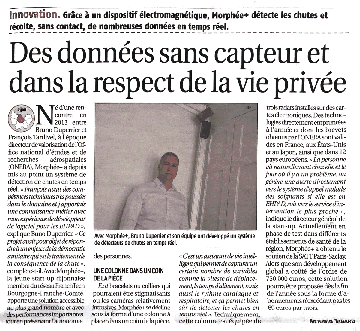 BFCnum's tweet photo. 📰 #RevueDePresse : cette semaine dans le @JournalduPalais on parle d'un #adhérent du #cluster : @BMorphee qui a développé un détecteur de chute en temps réel,  #vieprivée #chute #radars #technologies #adherentBFCNum Article à découvrir 👇 https://t.co/34PnM8MHYh