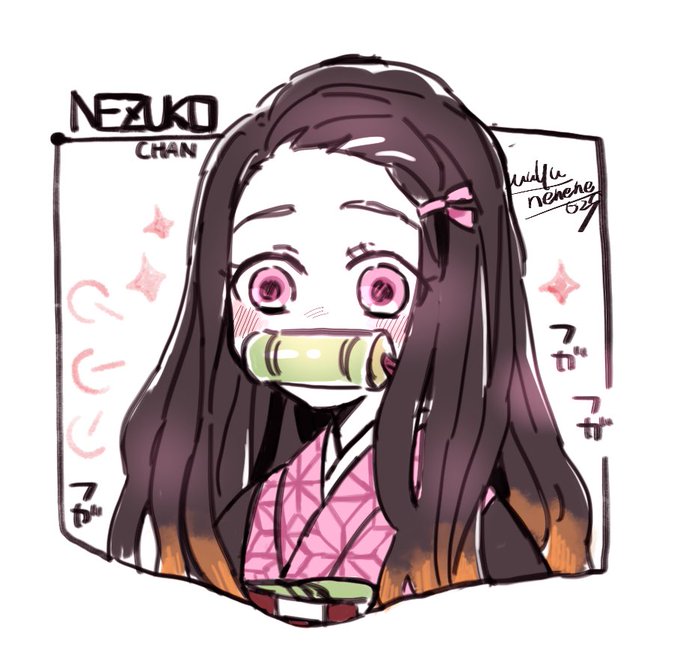 むー@とっても低浮上さんがTwitterに投稿した竈門禰豆子(鬼滅の刃)のイラスト。