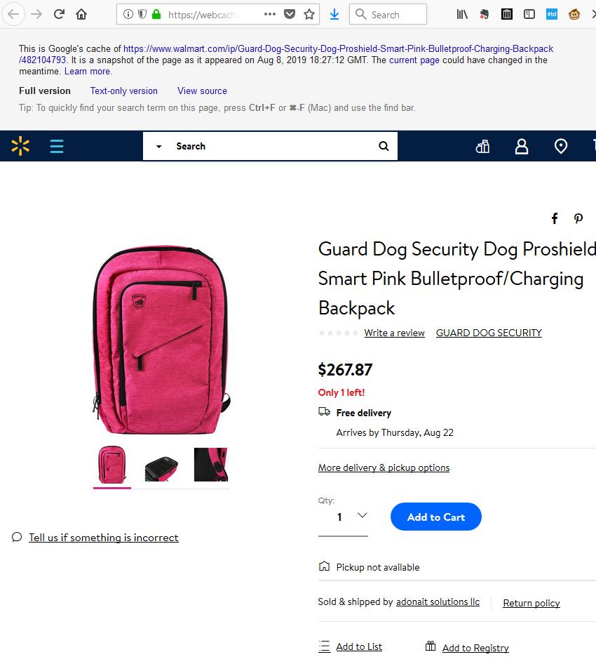 Guard Dog ProShield Smart Bulletproof Backpack