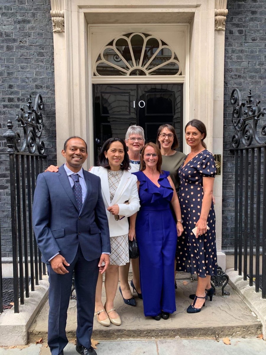 DrSteveDunn's tweet photo. Our shining lights Sue, Vivek, Ali, @GyldaNunn, MariLou and @BallamHelen who have made outstanding contributions over the last couple of years have been to number 10 to talk about the challenges faced by the NHS and what we are doing about it. Looks like they enjoyed their day https://t.co/BHlcBK1EQo