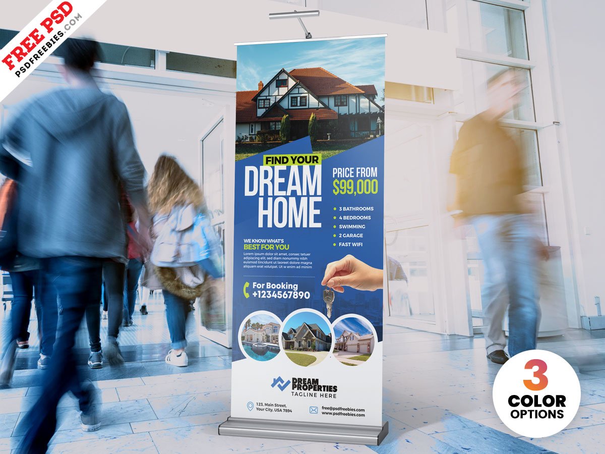 Psdfreebies On Twitter Free Real Estate Roll Up Banner Psd