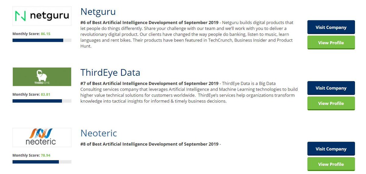 thirdeye_data's tweet image. ThirdEye Data is awarded as one of the Best Artificial Intelligence Development of September 2019. Visit now
buff.ly/2LhVNXn
#AI #ArtificialIntelligence #ArtificialIntelligenceDevelopment