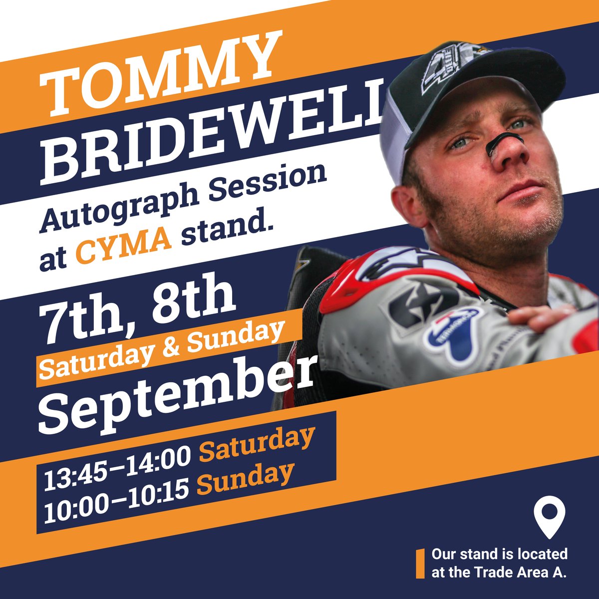 MotorbikeCYMA's tweet photo. If you're at @Oulton_Park for @OfficialBSB @tommybridewell is with us at 10AM today, in Trade Area A.
We've also got the opportunity to win VIP BSB tickets - just ask our #ClaimAngels - or see the poster below. https://t.co/0Q0RgWgOHV