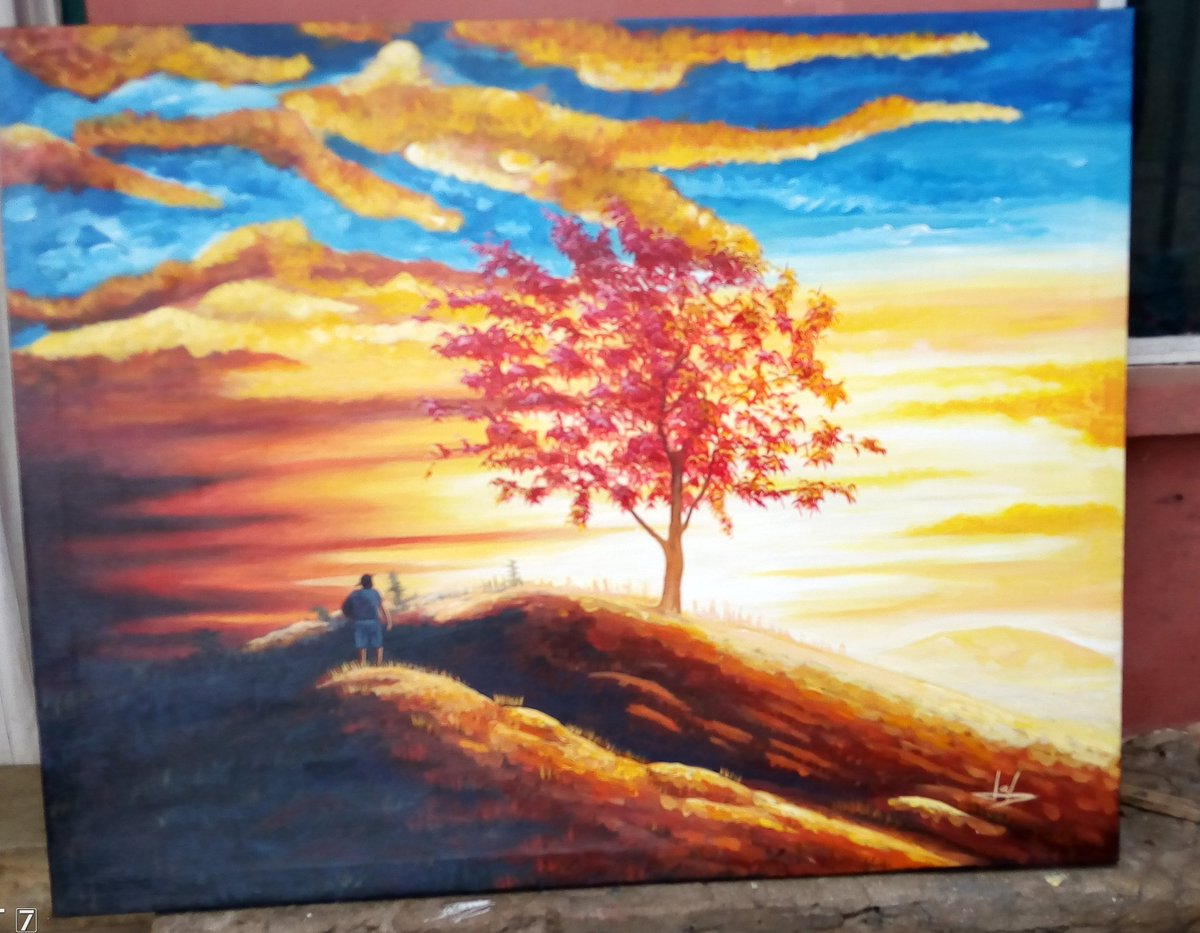 ymsangbe's tweet photo. Acrylic on Canvas 
5*4 feet square 
#Landscape #Sunset https://t.co/NiA7ky5URl
