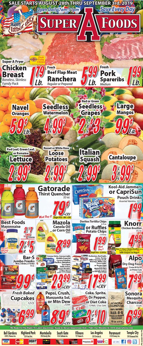 SuperAFoods's tweet photo. Today is the last day to take advantage of this current deal! 
( Sept. 3! ) So stop on by! 😀   

#summercooking #dinner #goodfood #food #foodie #tasty #groceryshopping #fresh #supermarket #superafoods #commercecalifornia https://t.co/Py3SmN1krQ
