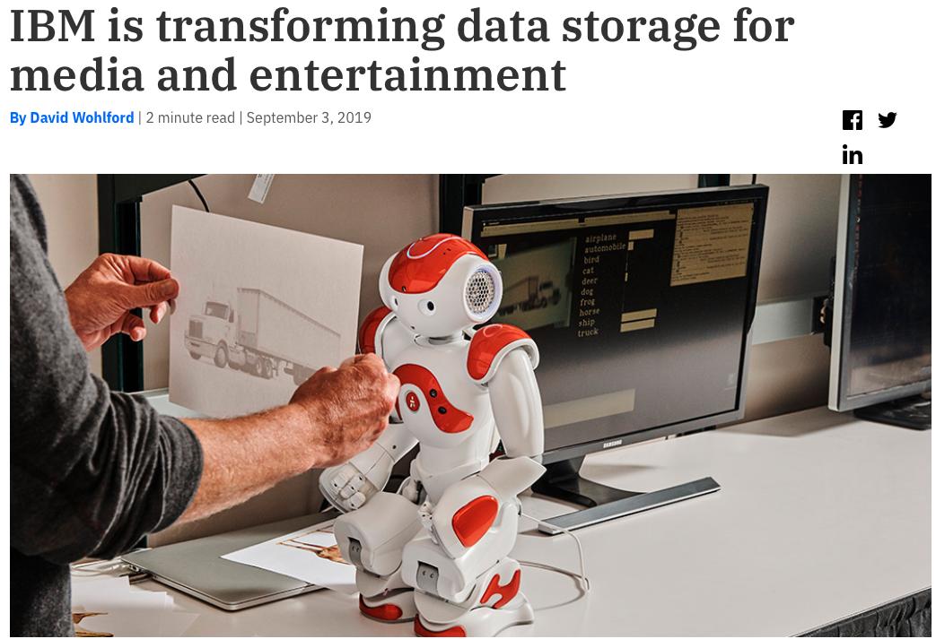 WohlfordDR's tweet photo. Don't miss all the news on Updates to #MediaStorage #IBC2019 #OOW19 #IBMStorage #IBMTape #1RankedObjectStorage #FastestFileStorage #IBMStorageForAI #IBMCOS #ObjectStorage Storing Media files just got easier and less expensive and more news to come. https://t.co/iATTzT6hwX https://t.co/c24fEBupWd
