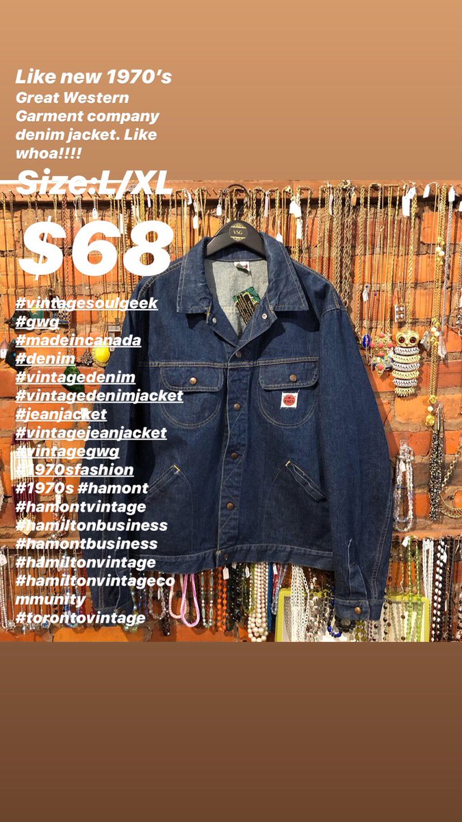 Like new 1970’s Great Western Garment company denim jacket. Like whoa!!!!
Size:L/XL
$68
#vintagesoulgeek #gwg #madeincanada #denim #vintagedenim #vintagedenimjacket #jeanjacket #vintagejeanjacket #vintagegwg #1970sfashion #1970s #hamont #hamontvintage #hamiltonbusiness