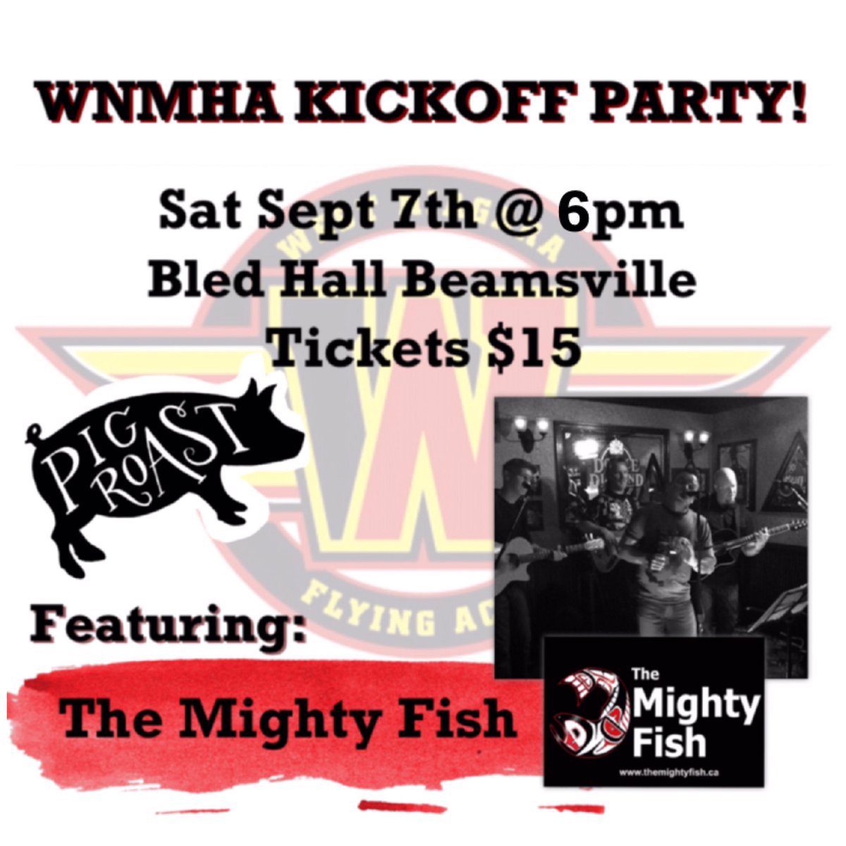 Saturday’s Kickoff Party is coming up!!! Get ready to celebrate surviving the first week back at school with BBQ, a band and a great time! #WNMHA #KickoffParty #BBQ #PigRoast #TheMightyFish #Saturday #ParentsParty