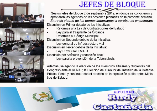 #JefeDeBancadaUCN Sesión Jefes de Bloque 02/09/19 en donde se aprobaron las agendas de las plenarias de la presente semana. 
<a href="/BancadaUcn/">Bancada UCN</a>